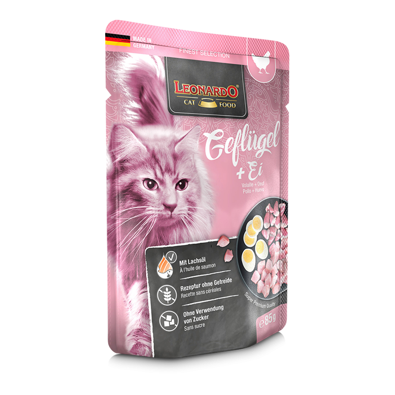 Leonardo Poultry + Egg Adult Cat Wet Food Pouch 85g Leonardo Poultry + Egg Adult Cat Wet Food Pouch 85g - الصورة 1