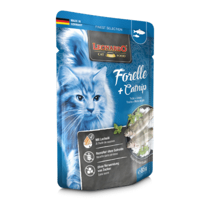 Leonardo Trout + Catnip Adult Cat Wet Food Pouch 85g