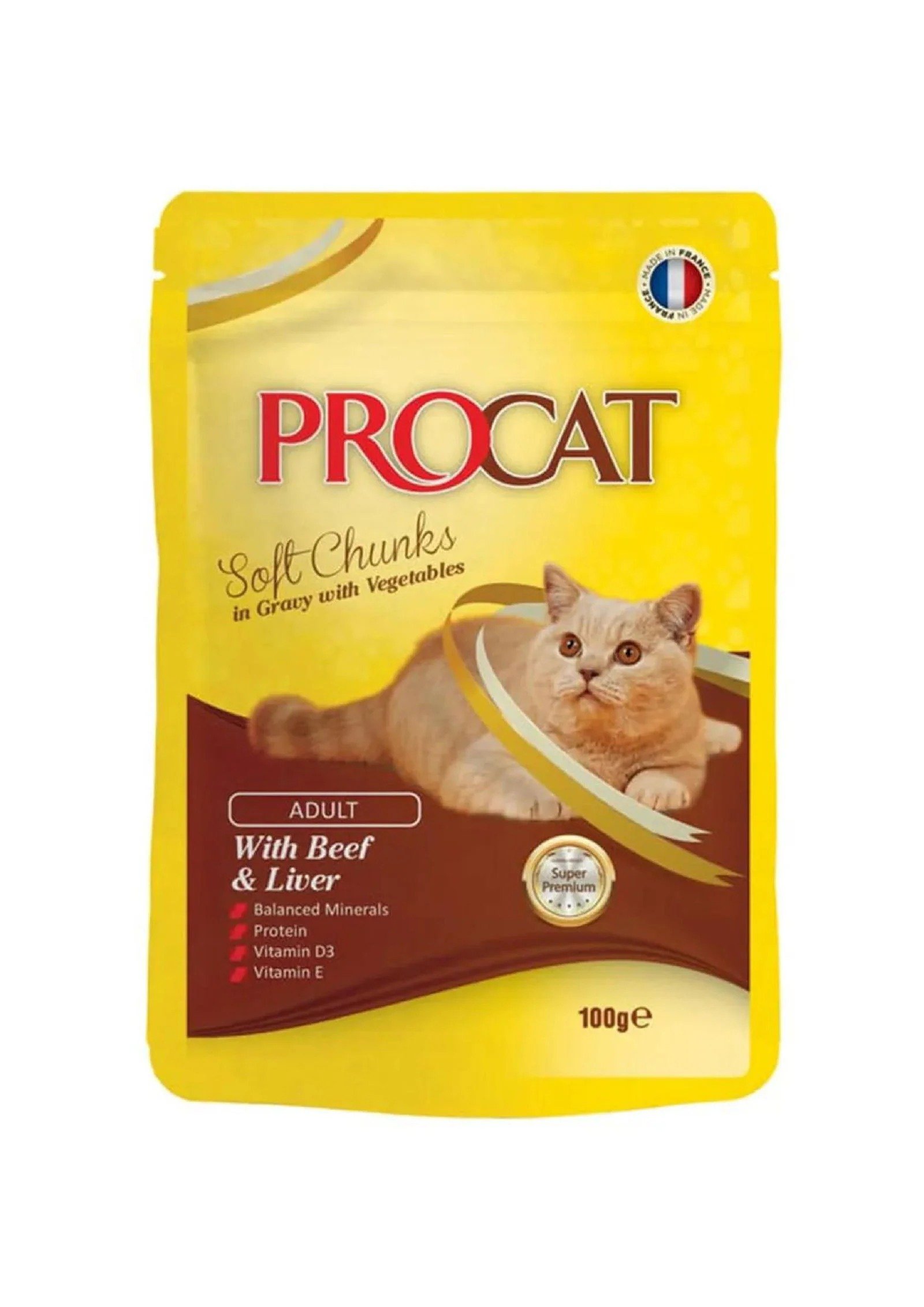⁦Procat Wet Food Beef&Liver Gravy Pouch 100g⁩ - الصورة ⁦1⁩