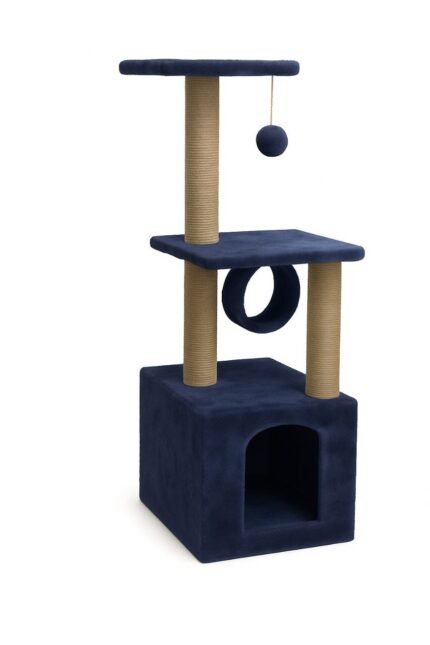 Navy Cat Tower with Scratch Post