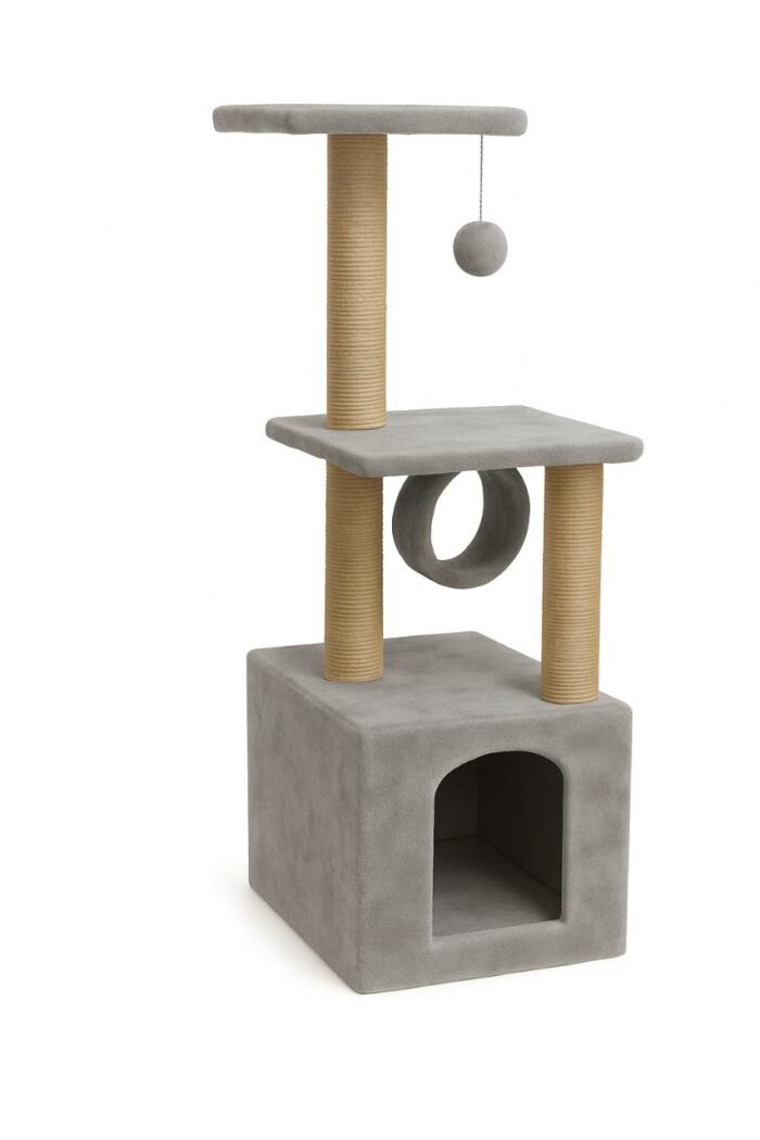⁦Gray Cat Tower with Scratch Post⁩ - الصورة ⁦1⁩